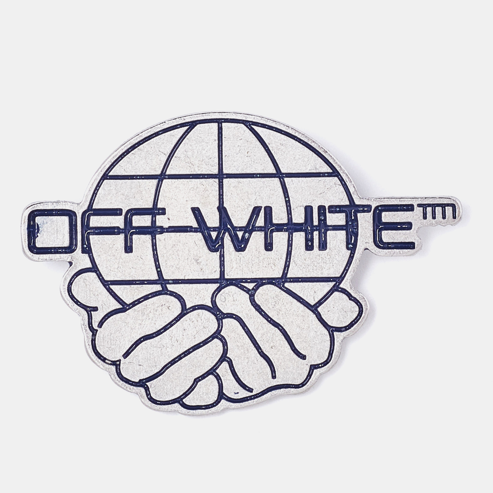 OFF-WHITE Silver Tone World Pin Brooch
